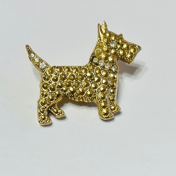 Jewelry - Brooch, Scottie dog. Has rhinestone for eye, collar & on tail. Mint condition.